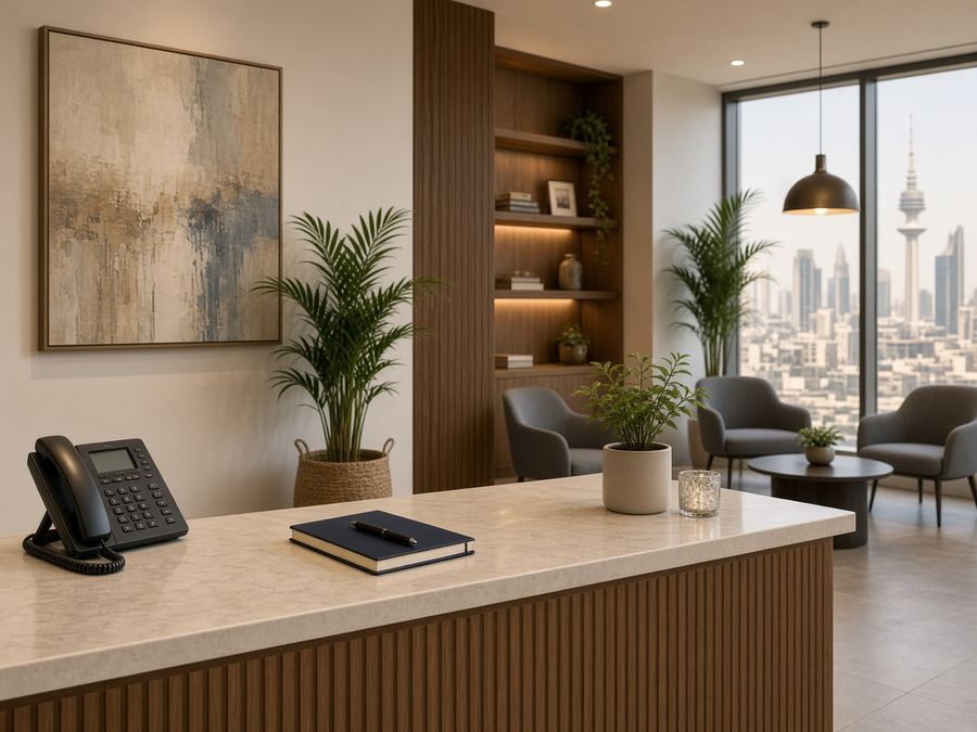 Contact desk at Ubbidrapis Newsroom in Kuwait City